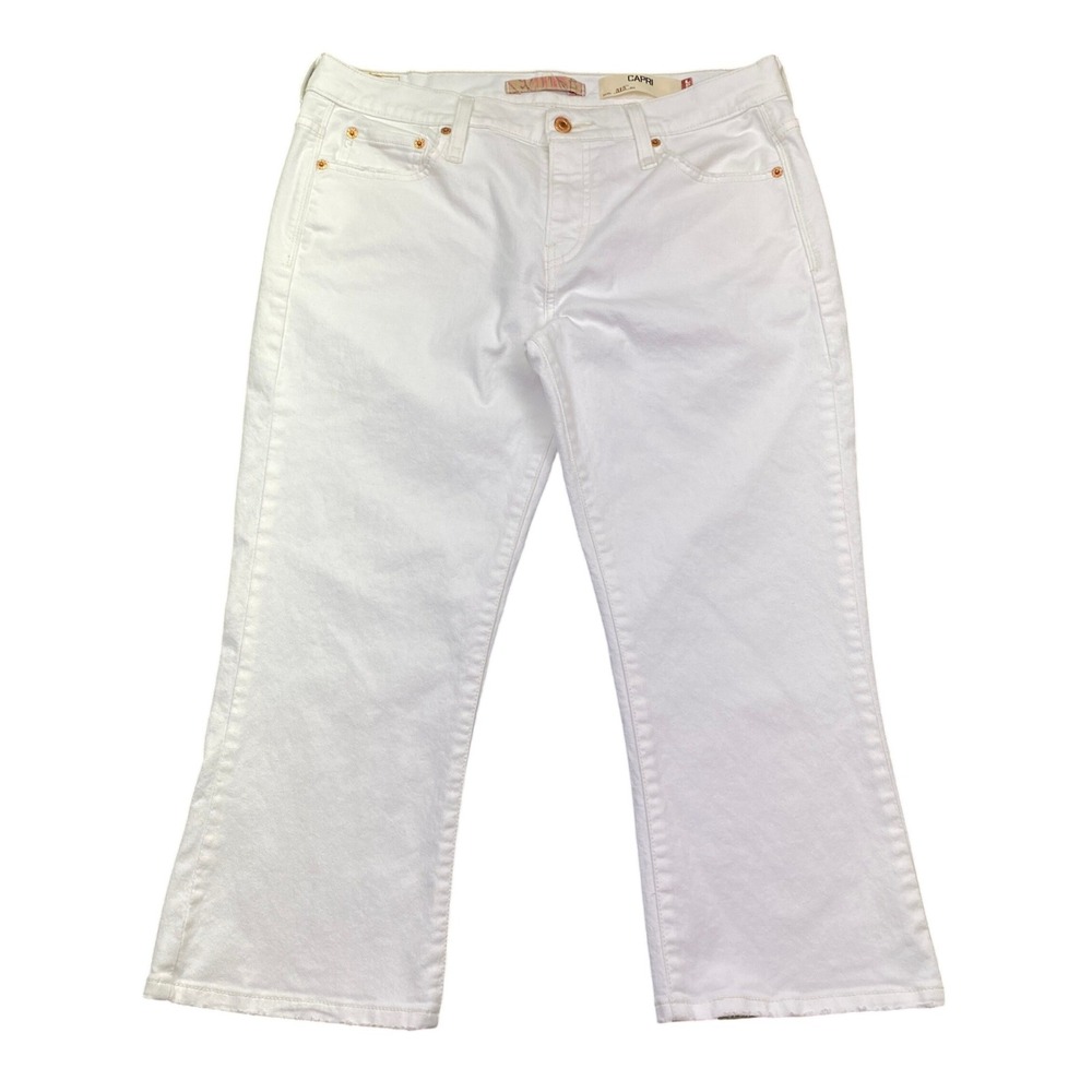 VTG Levis 515 Capri Jeans Womens 12 White Denim Stretch Cropped Mid Rise Y2K